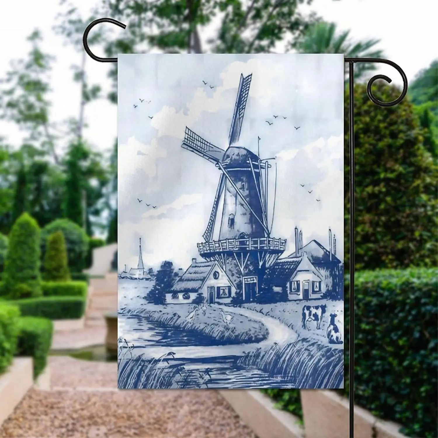 Nederland милый винтажный голландский ветряная мельница Delft синий садовый флаг 12x18 дюймов декоративный сезонный садовый баннер для двора, лужайки, патио Ou (art.: 3920cd2ecfc23) - 3920cd2ecfc23