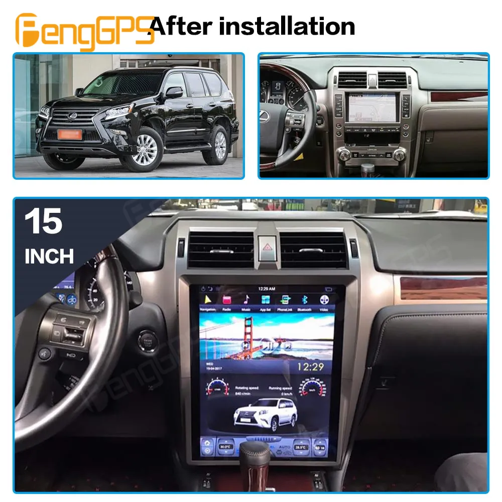Фото Автомобильный радиоприемник для Lexus GX400/460 2010-2019 15 дюймов Android 11 Qualcomm CarPlay мультимедийный видеоплеер Авторадио стерео BT Google №2