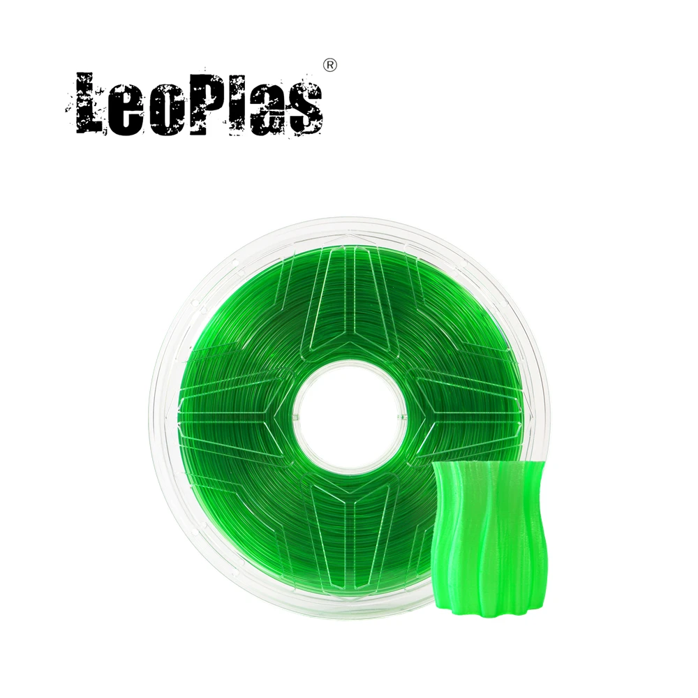 LeoPlas прозрачная зеленая нить PETG прозрачная 1,75 мм 1 кг для расходных материалов для 3D-принтеров, материалы для печати, пластиковый материал
