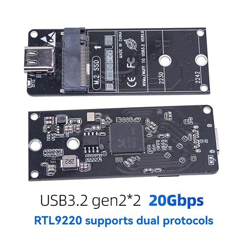 Фото Переходник M.2 на Type-C SSD, корпус NVME NGFF HDD, плата интерфейса 20 Гбит/с, поддержка SSD размера 2230 2242 2260 2280 №4