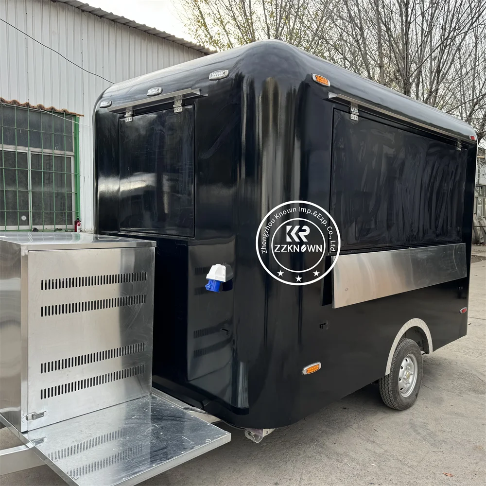 Фото Коммерческий гамбургер Airstream Food Trailer из нержавеющей стали, тележка для хот-догов, мобильный грузовик для фаст-фуда с полной кухней №5