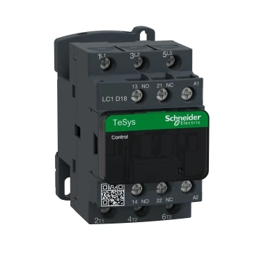 LC1D18B7 LC1D18B7C контактор, TeSys Deca, 3P(3 NO), AC-3/AC-3e, от 0 до 440 В, 18A, 24VAC 50/60 Гц катушка