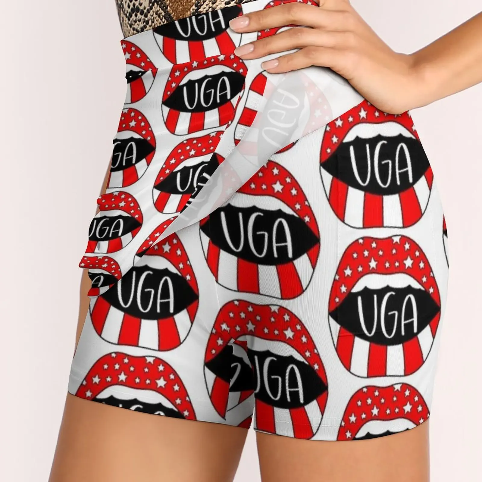 Фото Uga Женская юбка Эстетические юбки Новая мода Короткие юбки Lips Mouth Dawgs Uga Smart Football Team Game Sanford Athens Georgia №3