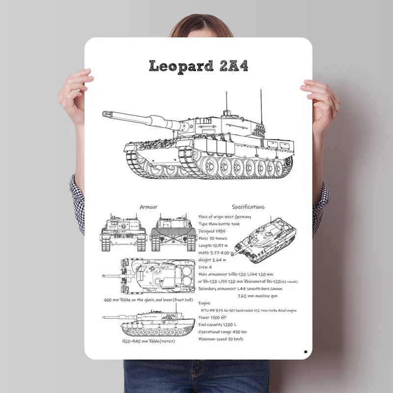 Leopard 2A4 Tank Wot металлический плакат винтажное украшение гостиной на заказ металлические жестяные вывески для настенного художественного украшения комнаты Декор для мужчин