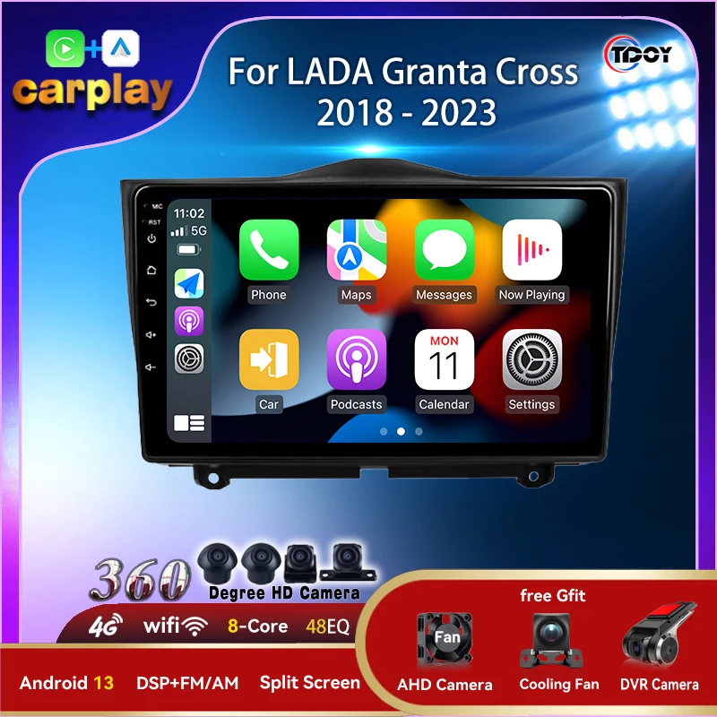 магнитола для авто Авторадио для LADA 2170 Priora 1 2007-2013, Carplay Android Auto, беспроводной, 8-ядерный автомобильный радиоприемник, 8 ядер, WIFI, GPS, мультимедийный плеер, видео магнитола 2 din