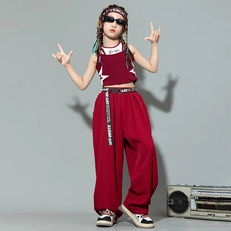 Фото New Jazz Dance Girls Kids Clothing Children Vest Pants Suit Hip-hop Street Dance Clothes Suit Catwalk Show Costumes DQL9883 №4