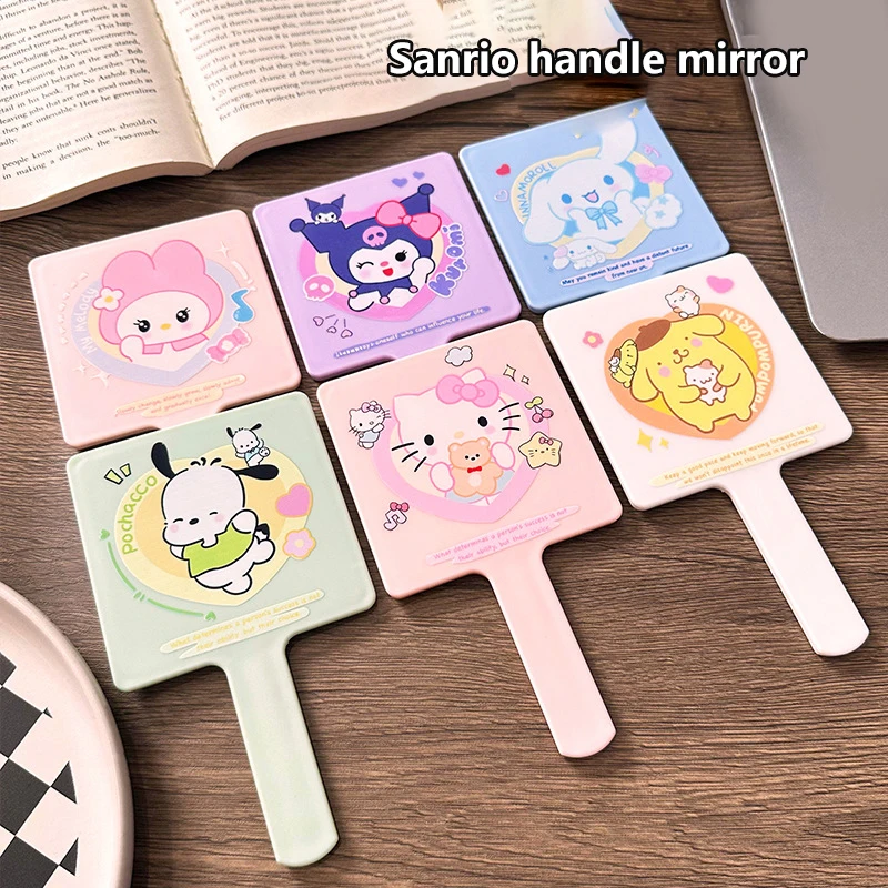 Портативное женское зеркало для макияжа с героями мультфильмов Sanrio, милое косметическое зеркало для макияжа «Hello Kitty», косметическое зеркало для ежедневного использования для девочек