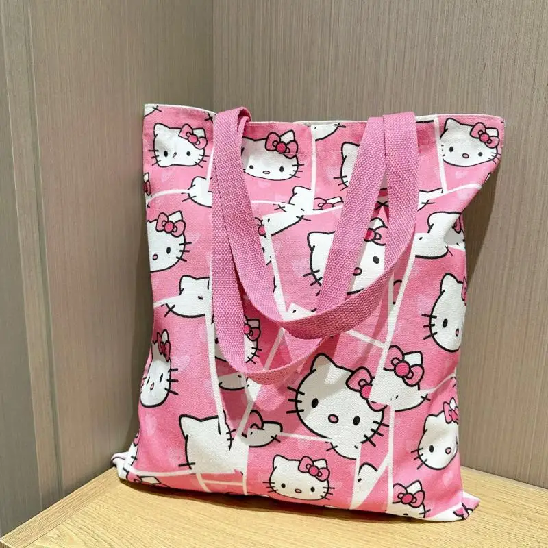 Холщовая сумка Sanrio Hello Kittys Tote Bag Сумка Go To School Bag Niche Underarm One Shoulder Cartoon Cute Sweet Fresh Girl New Дорожные сумки