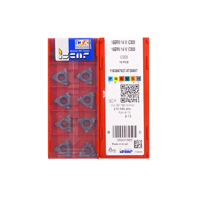 10 шт. ISCAR 16ER 16IR 16ERM 16IRM 11 Вт 14 Вт 19 Вт IC908 с ЧПУ внешний внутренний Whitworth 55 °   BSW BSF BSP BSB G Резьбовые токарные пластины