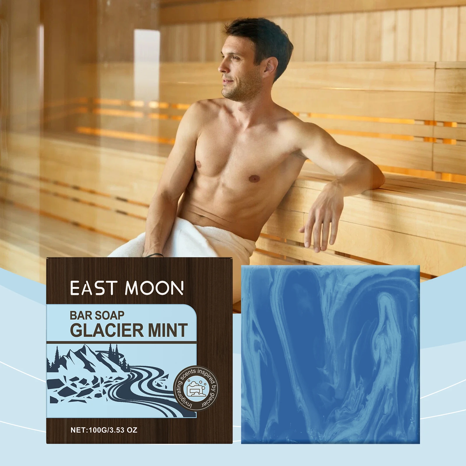 Фото Мыло Glacier Mint Bar - 100 г освежающего мятного мыла для мужчин и женщин - Cooling Sensation & Deep Cleansing - Natural Skin Detox - 3. №5
