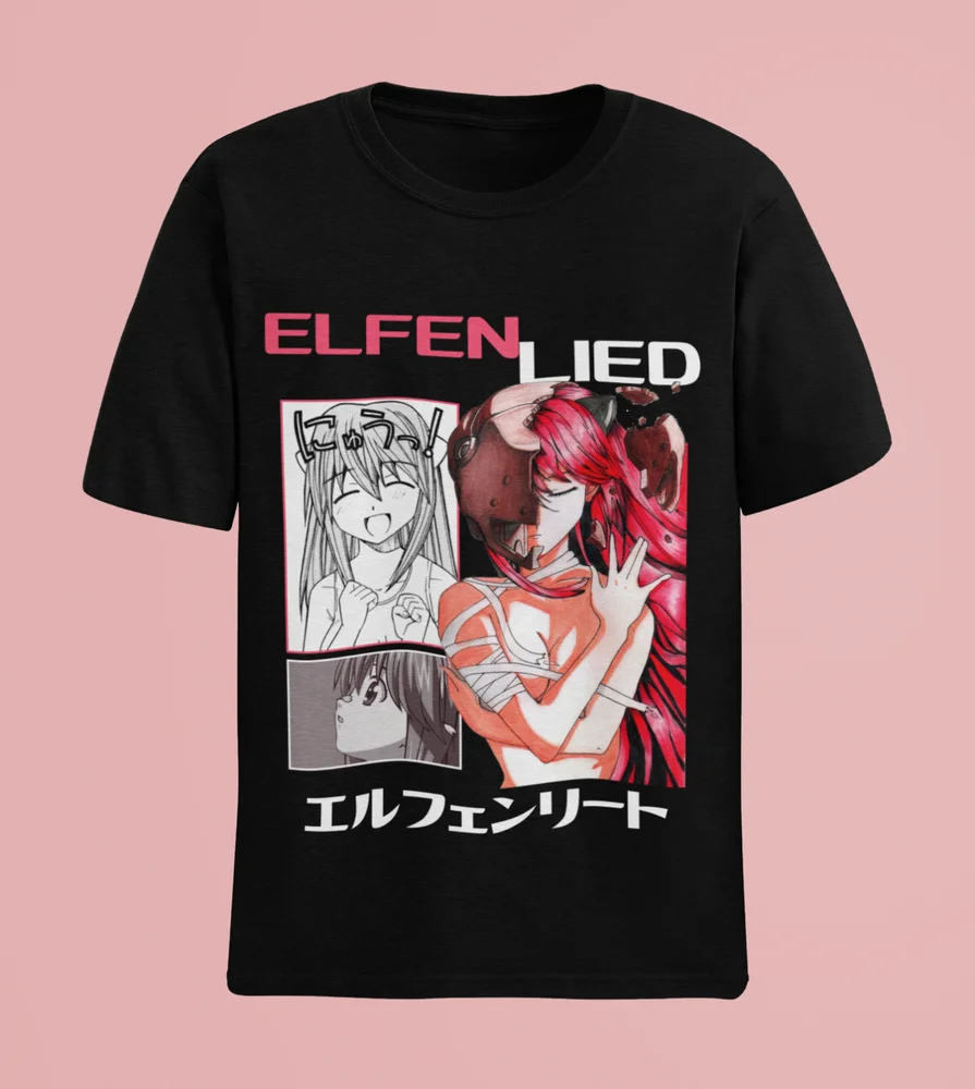 Фото Elfen Lied рубашка, дневной страх, аниме, унисекс футболка Kaede, футболка Nyu №4