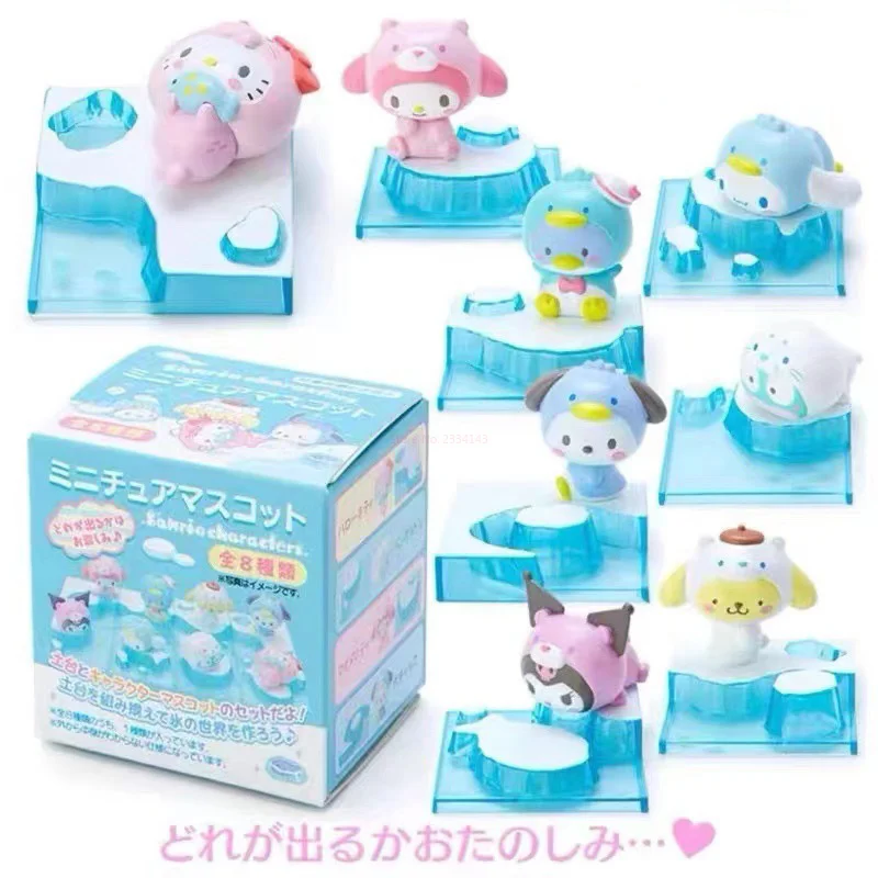 Аниме Sanrio Melody Kt Cat глухая коробка Kawaii экшн-фигурка загадочная коробка Cinnamoroll Pom Purin Косплей Снежный мир Подарок детская игрушка