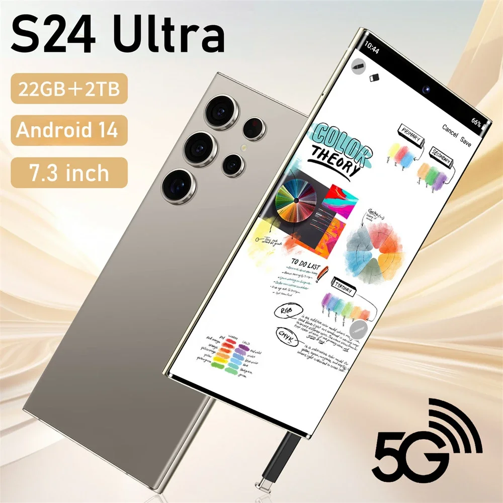 Новые мобильные телефоны S24 Ultra 7.3HD, глобальная версия, 4G 5G, оригинальный смартфон с двумя SIM-картами, сотовый телефон Android 14, мобильные телефоны 7800 мАч