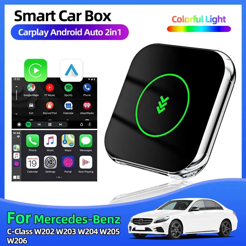 Модные автомобильные интеллектуальные системы 5G WiFi CarPlay Smart Ai Box Android Беспроводная связь для Mercedes-Benz C-Class W202 W203 W204 W205 W206