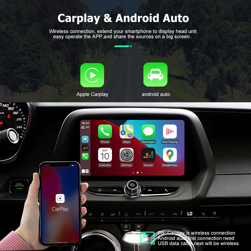 Фото Автомагнитола 8 дюймов Android 10,0 для Chevrolet Camaro 2017-2021, стерео мультимедийный плеер с GPS-навигацией, 4G Carplay, Авторадио 8G + 256G №4