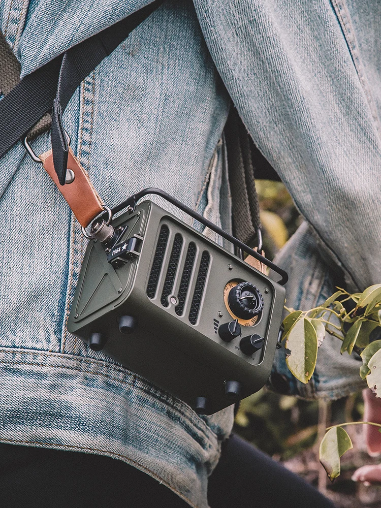 Фото Портативная металлическая Колонка Muzen, беспроводной Bluetooth радиоприемник в стиле дикого джипа, ретро радиоприемник Wd101gn, креативный подарок для кемпинга на открытом воздухе №4
