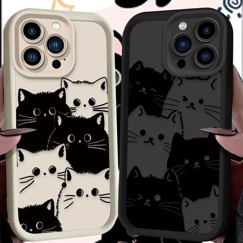 Чехол с котом для iPhone 16 15 14 13 12 11 Pro Max X XS X S Max XR SE 2020 7 8 Plus