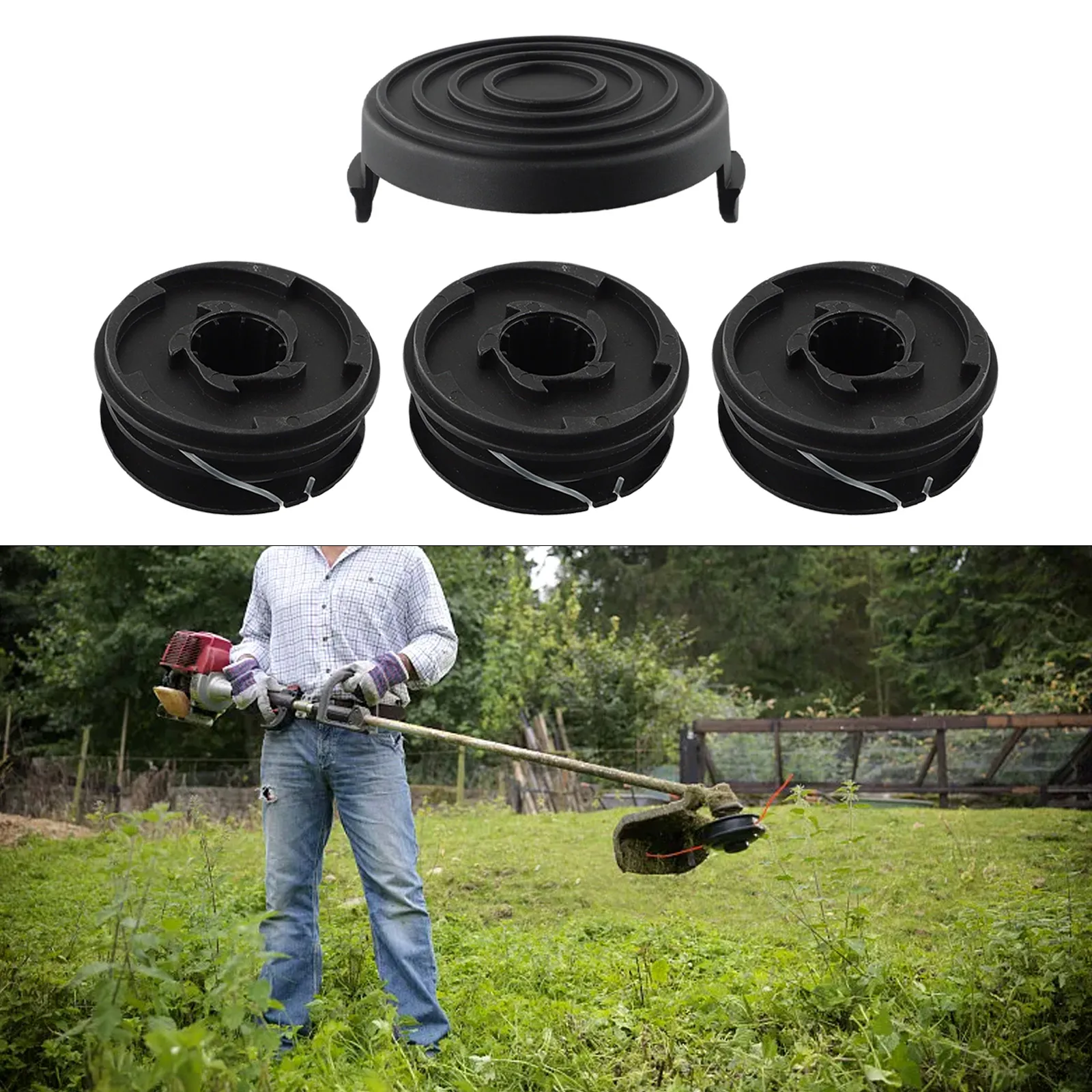 Фото 4 шт. для триммерной головки с крышкой катушки подходят для Einhell GC-ET 4530 3405685 CG-ET 4530 RTV 400, RTV 550, RTV 550/1 №3