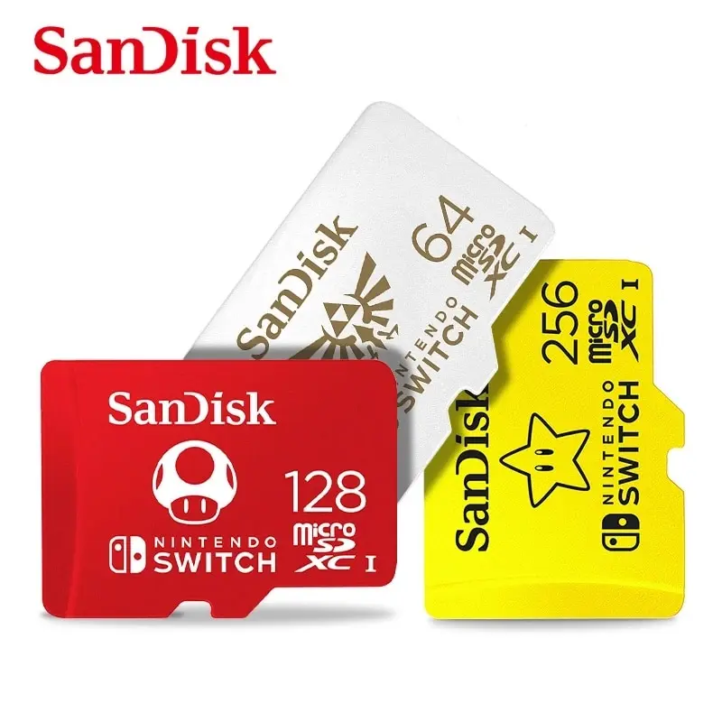 100% оригинальные карты памяти SanDisk, новый стиль, 64 ГБ, 128 ГБ, 256 ГБ, SDXC UHS-I для игр Nintendo Switch, TF-карта с адаптером