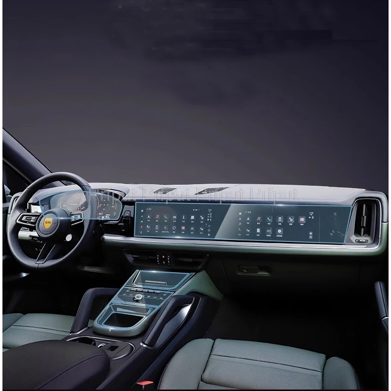 Фото Защитная пленка для экрана из ТПУ для Porsche Cayenne 2024 2025, информационная система автомобиля, навигация, ЖК-инструмент, аксессуары для интерьера автомобиля №2