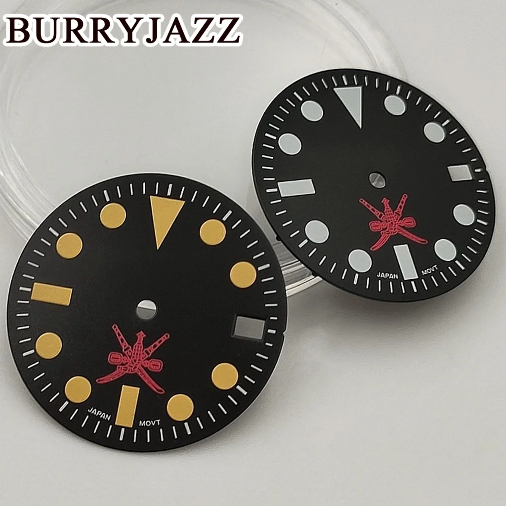 Фото Часы BURRYJAZZ NH35 без логотипа, черные, желтые, черные, белые, зеленые, светящиеся, подходят для 3 часов, 3,8 часов, стандартная Корона №2