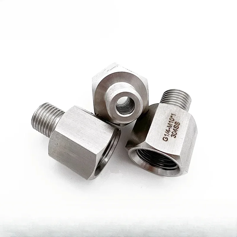 Фото M10 «папа-мама» M4 5 6 8 12 16 20 BSP NPT 1/8 дюйма 1/4 дюйма 3/8 дюйма 1/2 дюйма Шестигранная переходная втулка высокого давления Фитинг из нержавеющей стали 304 №4