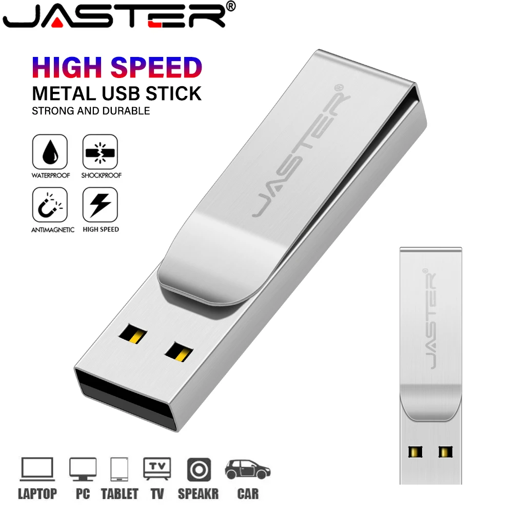 USB-флеш-накопитель JASTER с серебристым зажимом, 128 ГБ, 64 ГБ, 32 ГБ, 16 ГБ