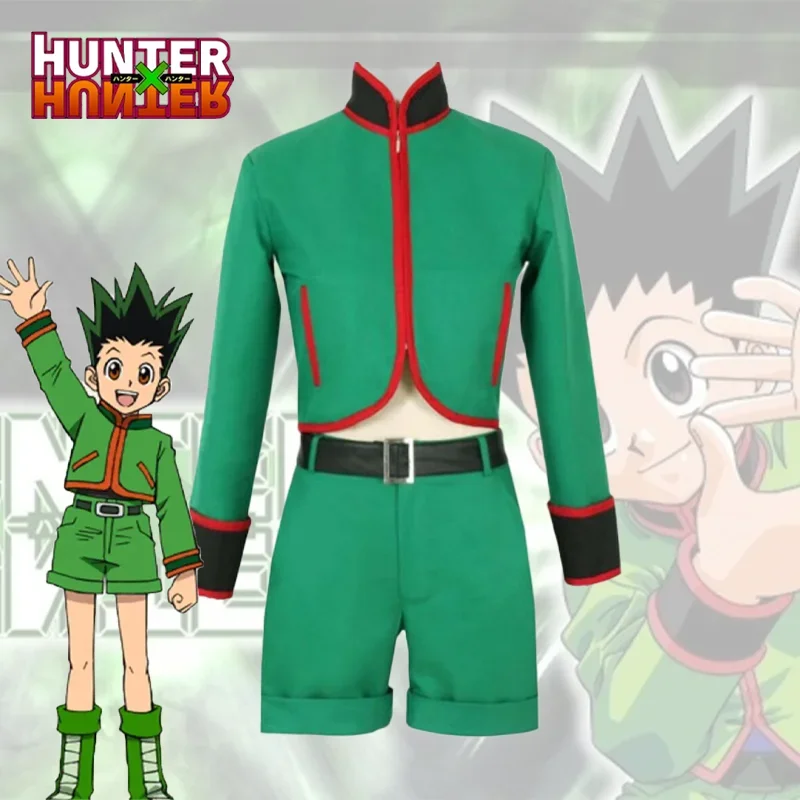 Аниме Hunter x Hunter Gon Freecss Косплей Костюм Зеленая Униформа Костюм Хэллоуин Вечеринка Игра Ролевая Карнавальная Мужская Одежда
