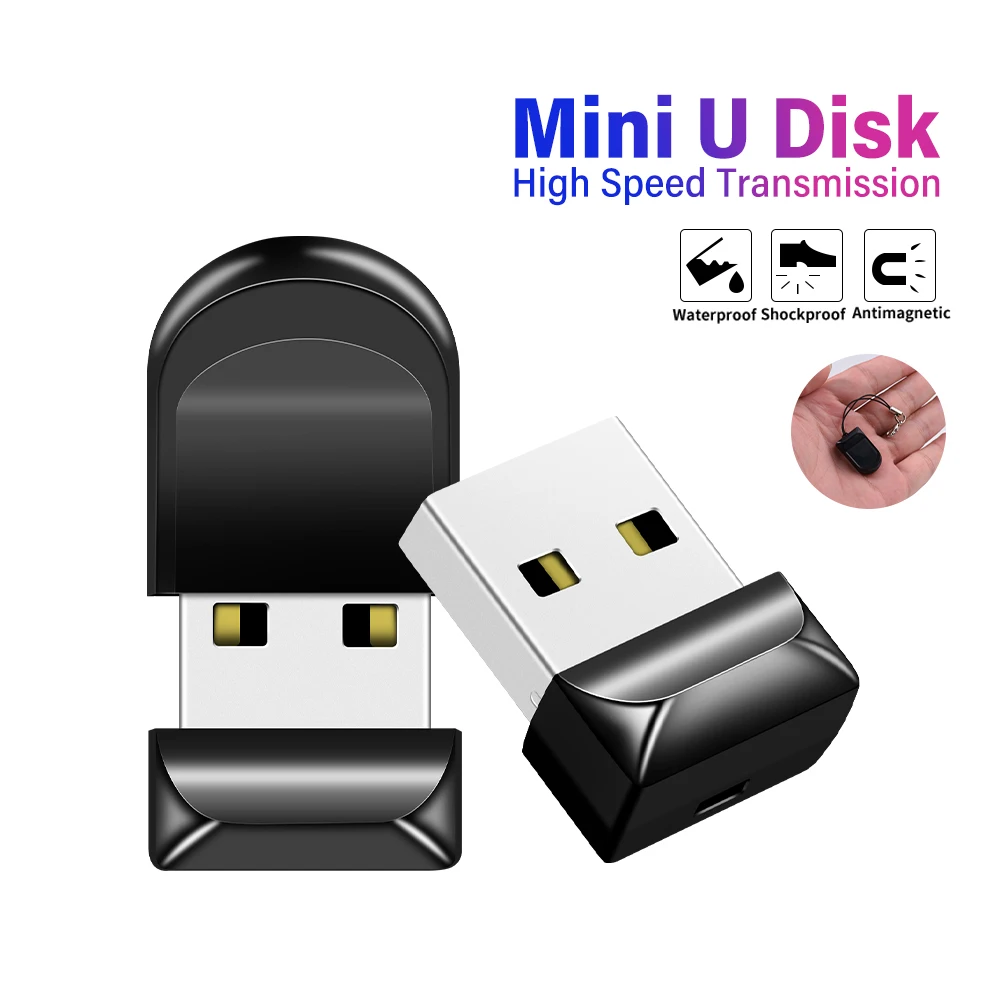 Супер мини-USB флэш-накопитель 128 ГБ, 100% реальная емкость, 64 ГБ, бесплатный брелок, карта памяти, 32 ГБ, водонепроницаемый U-диск, 16 ГБ
