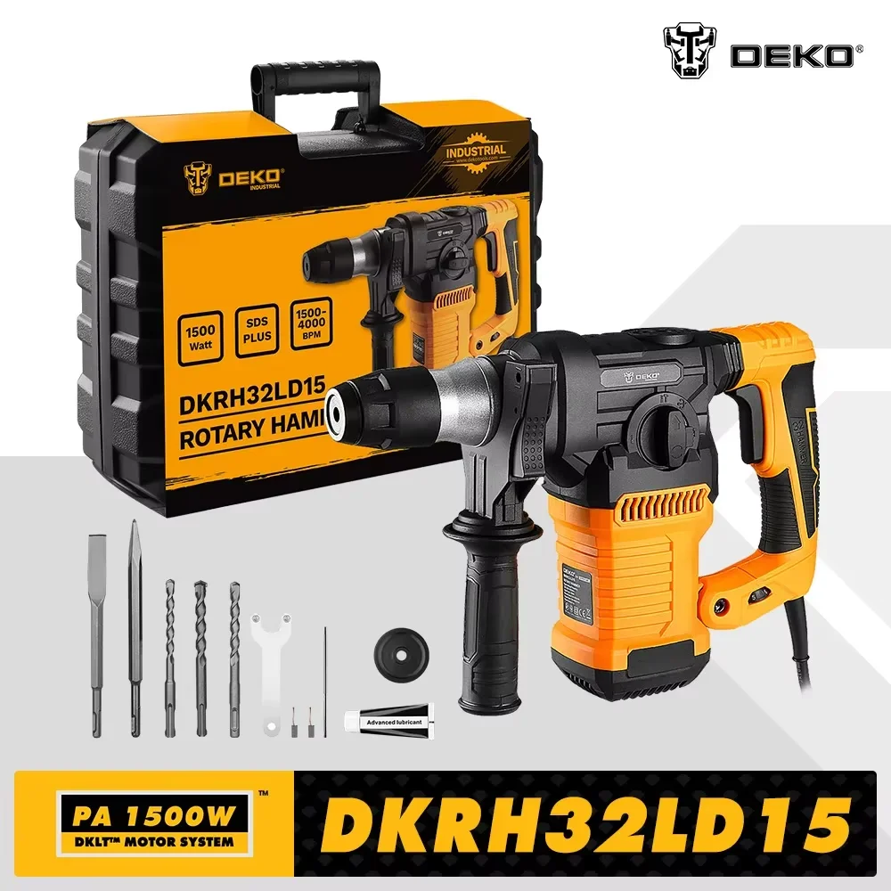 DEKO DKRH32LD15 220 В Многофункциональный ударный перфоратор 1500 Вт для деревообработки DIY электрический перфоратор-дрель электроинструменты