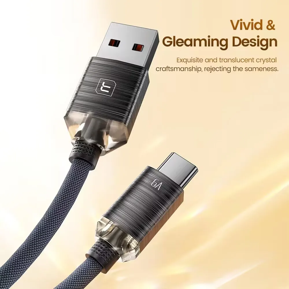 Фото USB-кабель Toocki типа C, кабель для быстрой зарядки 6A, кабель типа C для Xiaomi, Huawei P30, P40, Samsung POCO Realme Oneplus, кабель для передачи данных №4