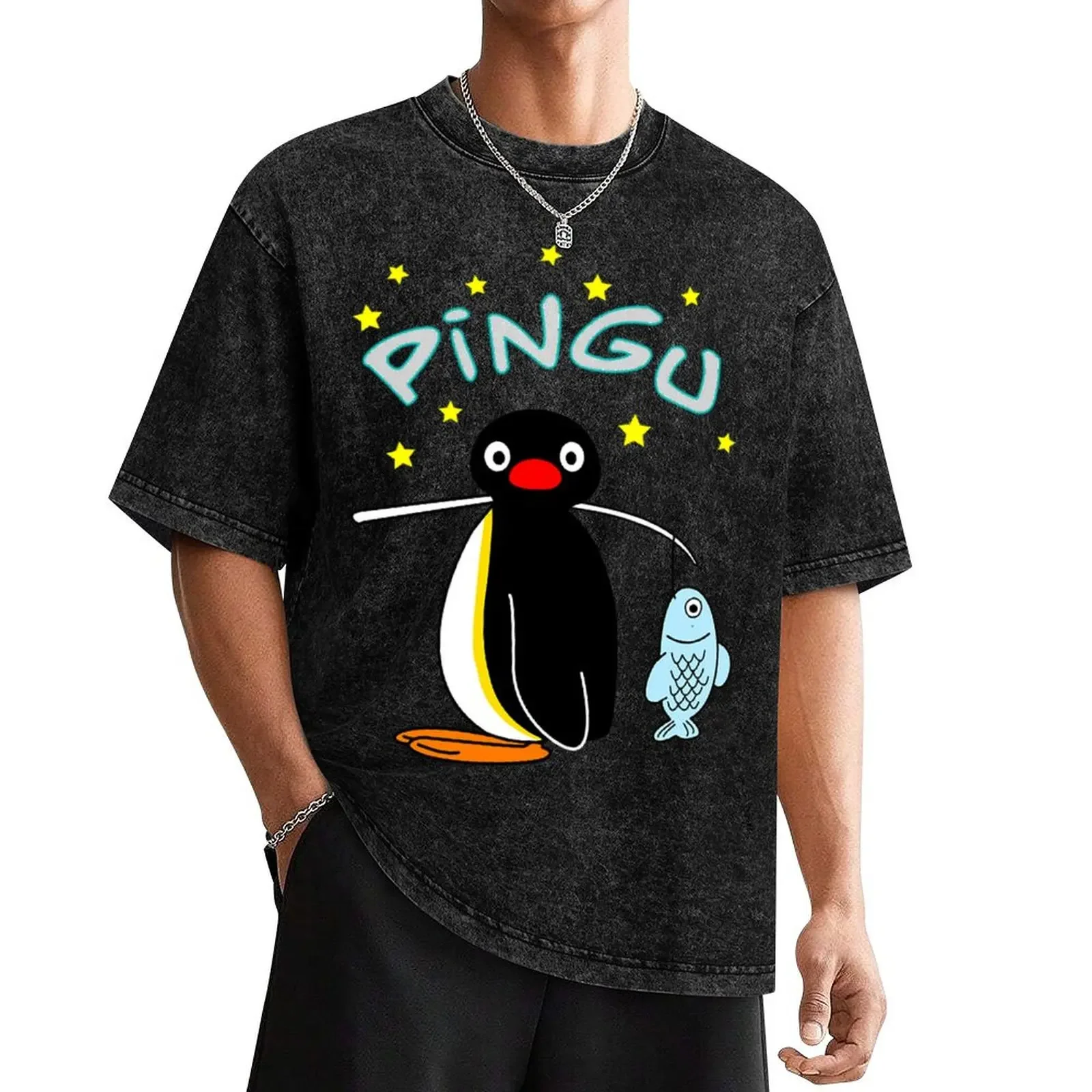 Pingu футболка для рыбалки дизайнерские рубашки Великолепная мужская одежда спортивные Поклонники тяжелые футболки для мужчин