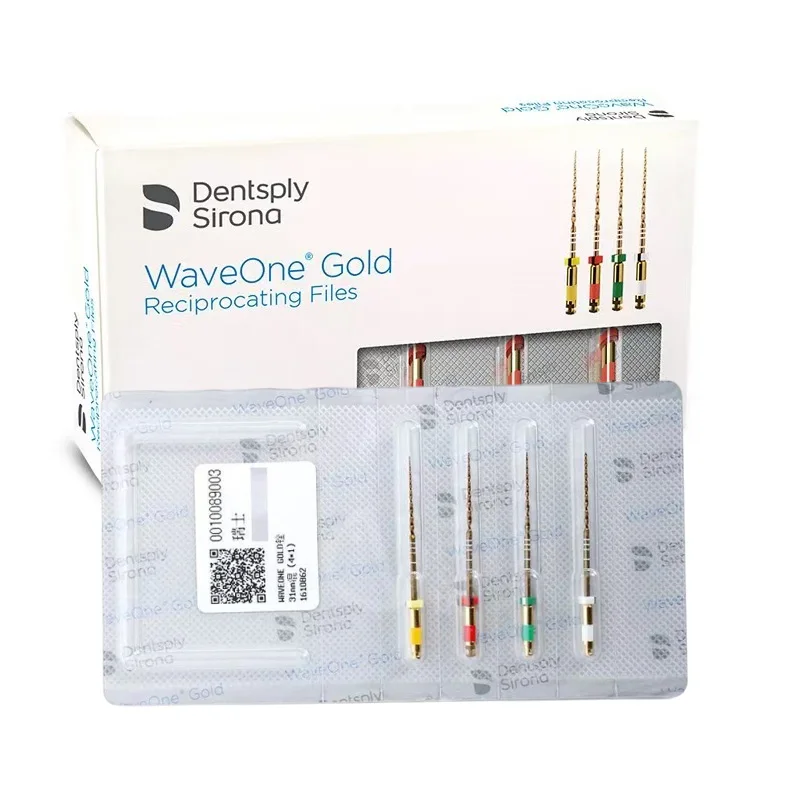 Dentsply Wave One Золотые роторные напильники для эндокорневых каналов, вращающиеся напильники с тепловой активацией, никель-титанивый инструмент, стоматологический инструмент