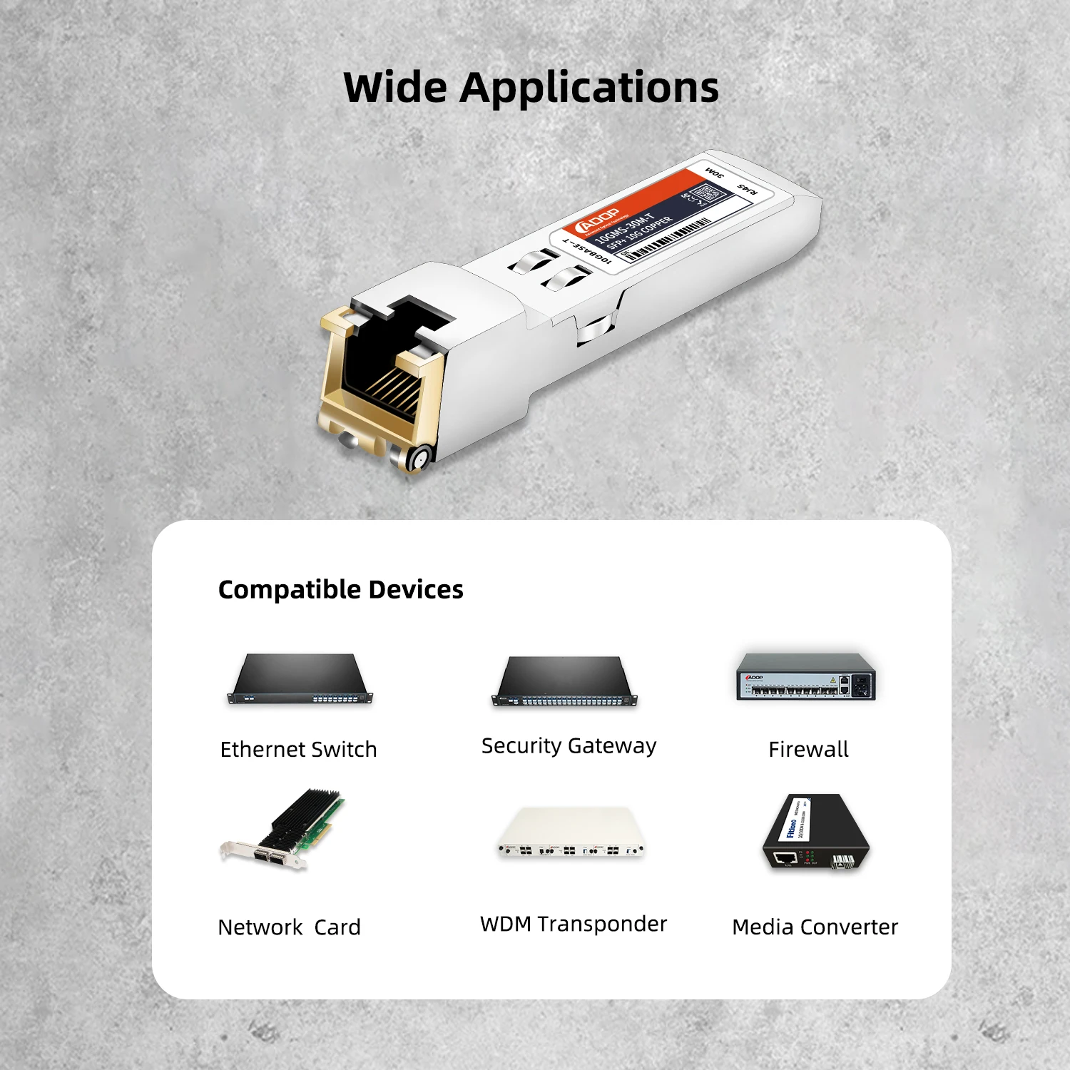 Фото ADOP SFP + к RJ45 медный модуль-трансивер для Cisco SFP-10G-T, Ubiquiti, Netgear, QNAP, Broadcom, MikroTik S + RJ10, до 30 №3