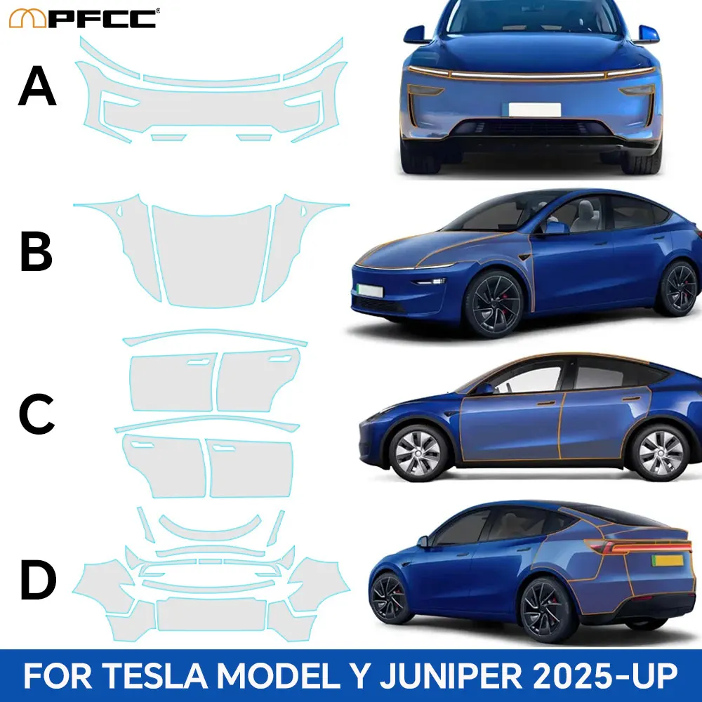 Предварительно вырезанная защитная пленка для Tesla Model Y Juniper 2024 2025 8,5 толщиной автомобиля, прозрачный комплект из ТПУ PPF, наклейка, автонаклейка, аксессуары