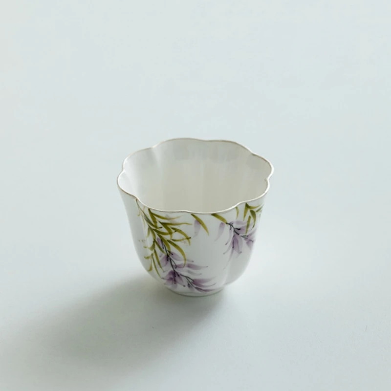 Роспись вручную Керамическая чашка Wisteria Floral с серебряной отделкой — Художественная чашка Master’s Eight-Petal Blossom для подкачки чая, 38 мл (art.: 3920ce856c8d2) - 3920ce856c8d2