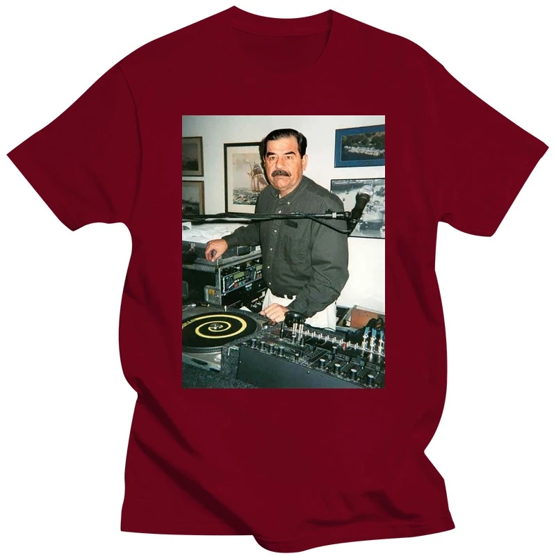 Фото 2025 новые модные брендовые топы, мужская футболка, мужская футболка Dj Saddam Hussein Technics 1200, Iraq House Edm, лучшие футболки в стиле хип-хоп №5