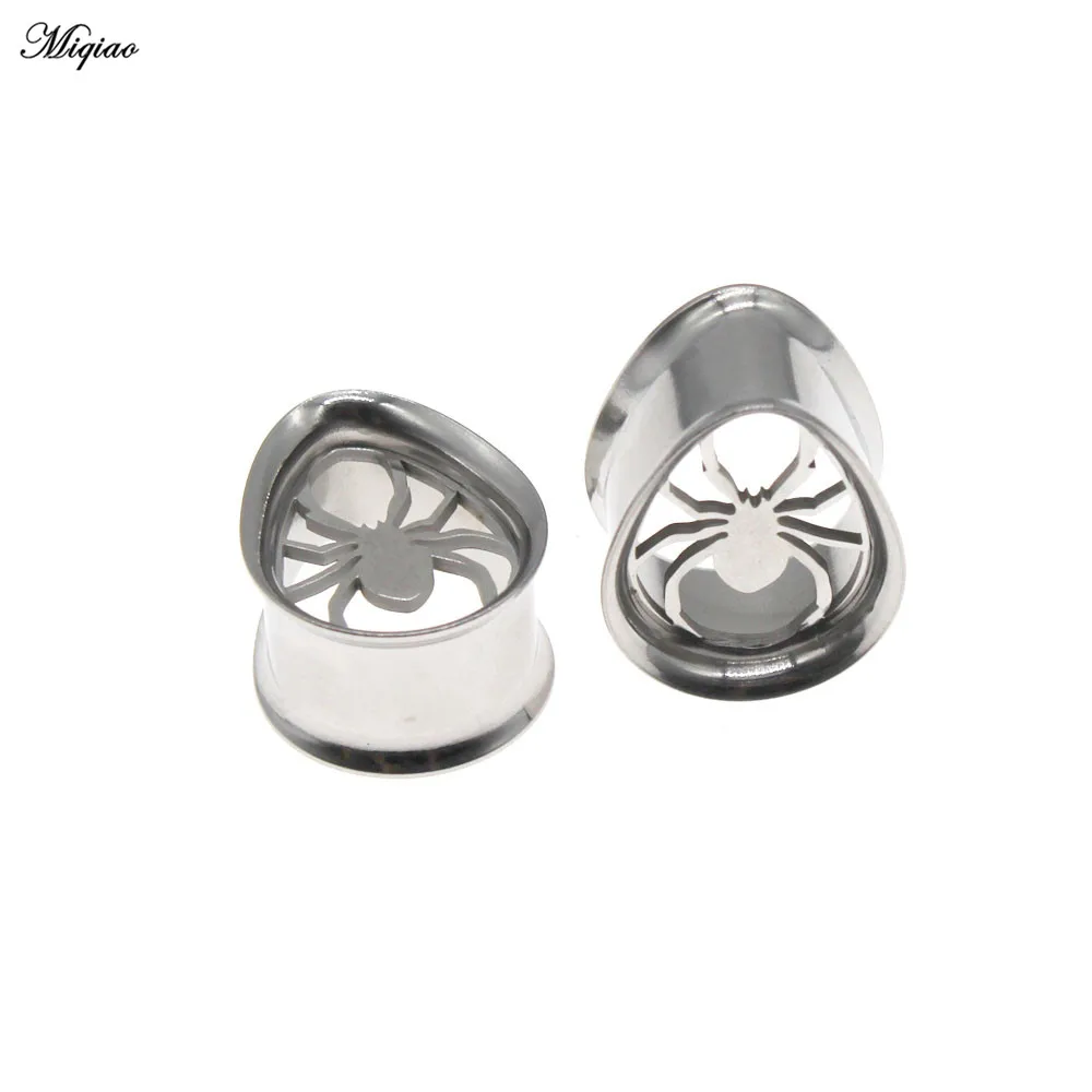 Фото Miqiao 2pcs Water Drop Spider Stainless Steel Ear Gauges Plugs Ear Tunnels for Woman Men Body Piercing Fashion Jewelry №3