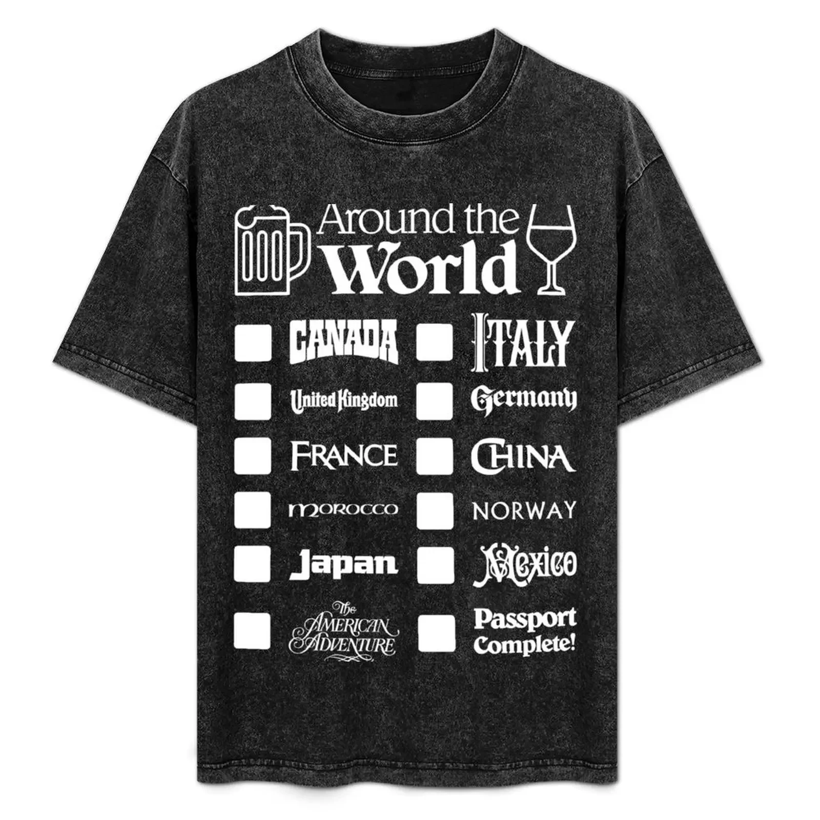 Epcot Drink Around the World (белый текст, первая Канада) футболка таможенные быстросохнущие мужские винтажные футболки