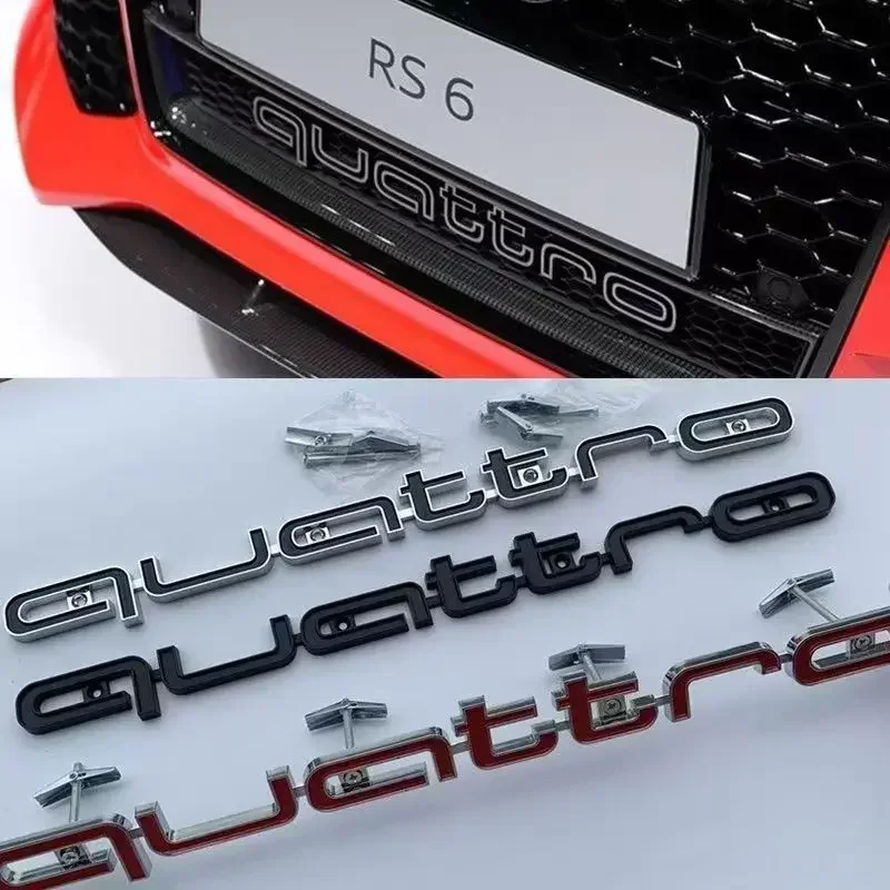Фото 3D ABS Quattro эмблема автомобиля, значок передней решетки для Audi Quattro A3 A4 A5 A6 A6L A7 A8 Q3 Q5 S3 S4 S5 RS3 RS4 RS6, значок, аксессуары №5