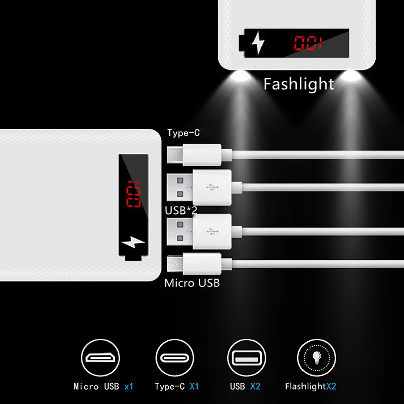 Фото 18650 Держатель для батареи Двойной USB Type C Power Bank Аккумуляторный ящик Зарядное устройство для мобильного телефона DIY Чехол для зарядки Чехол для Xiaomi №2