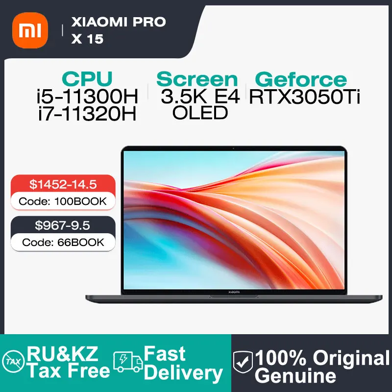 Ноутбук Xiaomi Pro X 15, 15,6-дюймовый экран 15,6 K OLED Super Retina, 15,16 ГБ 1 ТБ RTX3050Ti, игровой компьютер, нетбук