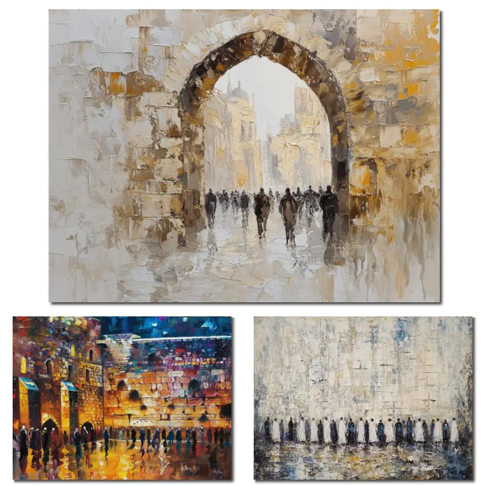Большой еврейский Kotel, холст, искусство, Иерусалим, visiting, ручная роспись, западная настенная картина маслом для гостиной, современный декор, золотая текстурированная