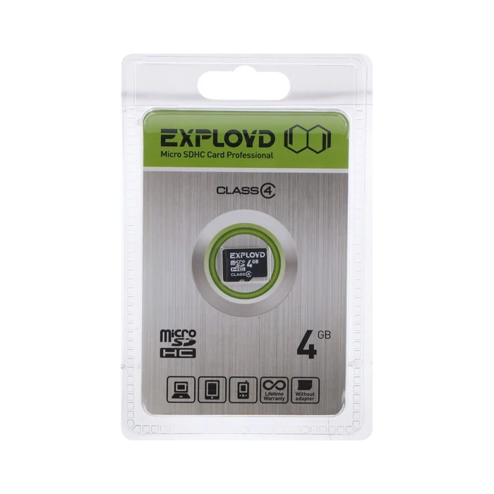Карта памяти Exployd MicroSD, 4 Гб, SDHC, класс 4 9308352