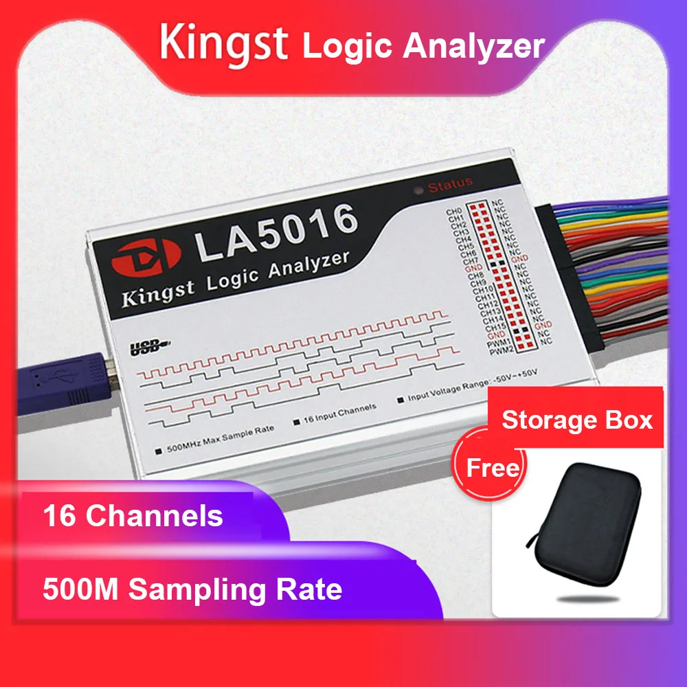 Kingst LA2016 LA5016 LA5032 USB логический анализатор 100M/200M/500M Частота выборки 16/32 канала MCU,ARM,FPGA инструмент отладки Saleae I2C