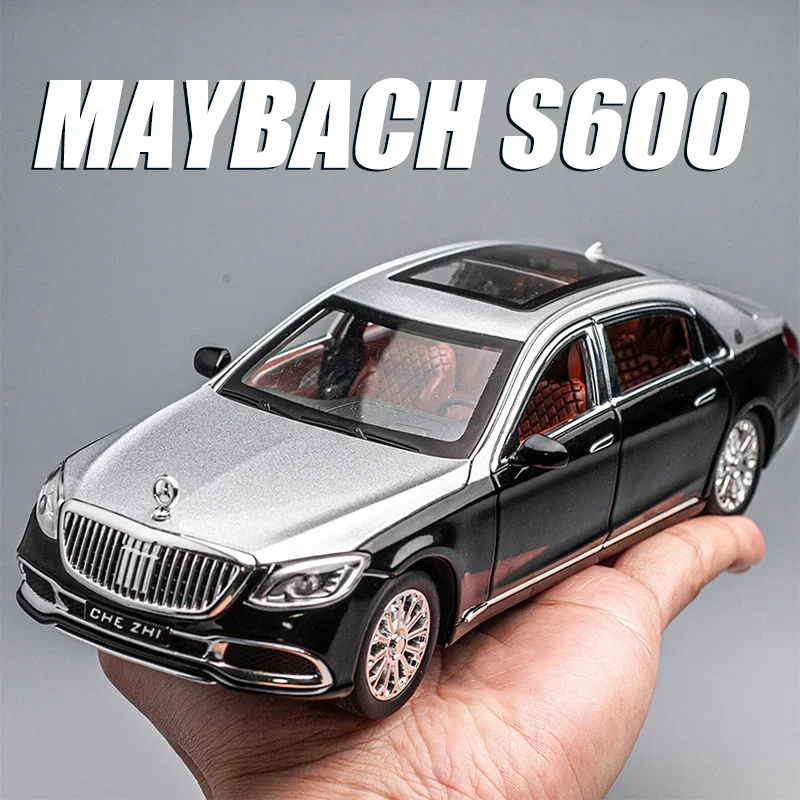 1:24 Mercedes Benz Maybach GLS600 модель автомобиля из сплава литая Игрушечная машина Имитация звука и искусственных автомобилей для детей