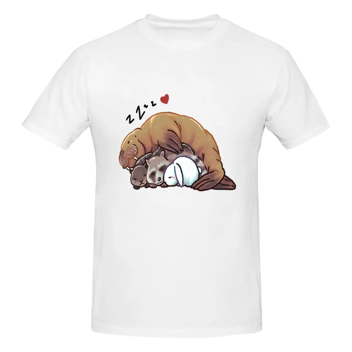 Rocket Teefs Lylla Floor Sleeping Cuddling Animals Gotg Стильная идея подарка Мужская базовая футболка с коротким рукавом