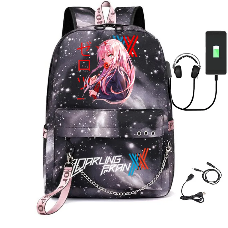Модные популярные школьные сумки DARLIN Ginthe FRANXX USB, оксфорды с принтом унисекс, водонепроницаемые многофункциональные дорожные рюкзаки для ноутбуков