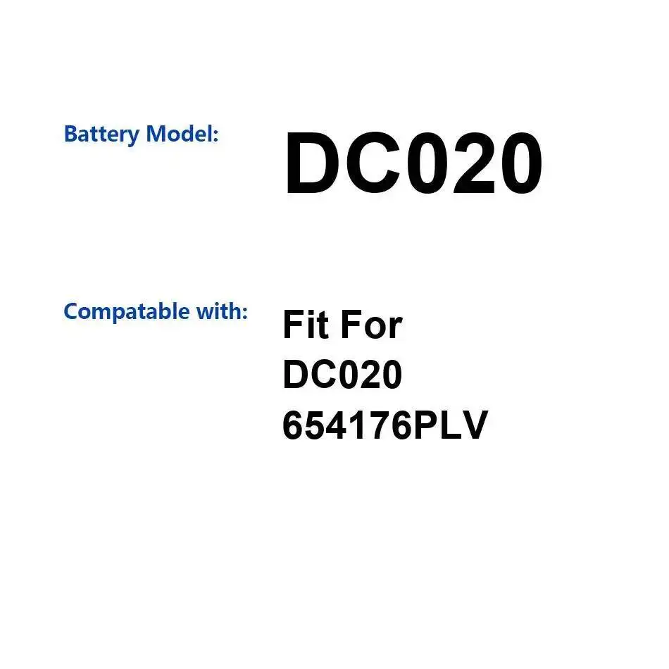 Надежная замена, подходит для цифровой батареи DC020 654176PLV 3000 мАч