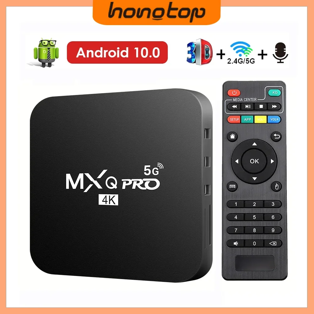 MXQPRO ТВ-приставка Android 10, 4K, Поддержка HD-видео 2,4 ГГц/5G Wi-Fi Bluetooth H.265, 3D-видеоплеер, Домашний Кинотеатр